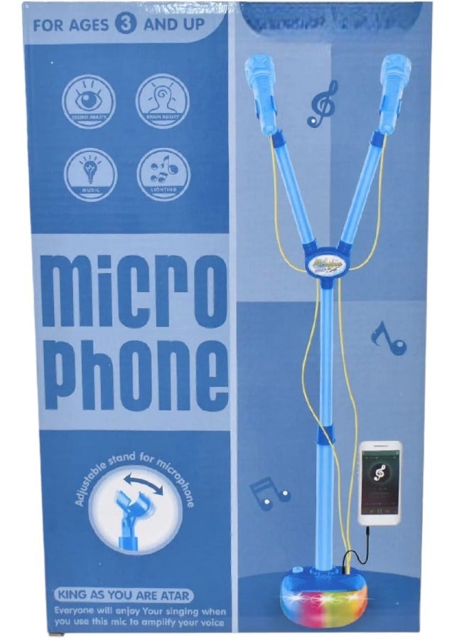 Micro Twin Microphones Singer Star Karaoke Microphone with Adjustable Stand Amazing Lights and Sounds For Kids - Image 2