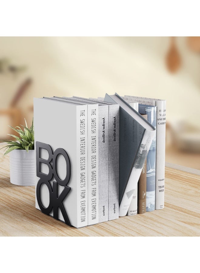 قواعد كتب معدنية مزخرفة، زوج قواعد كتب بتصميم L شديدة التحمل، حامل رفوف غير قابل للانزلاق للمنزل والمكتب - Image 4