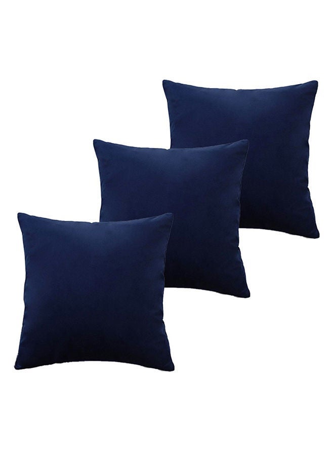 House One Set of 3 Pieces Square Soft Velvet Decorative Cushion with Solid Design and Attractive Colors 45x45 cm - Dark Blue - Image 1