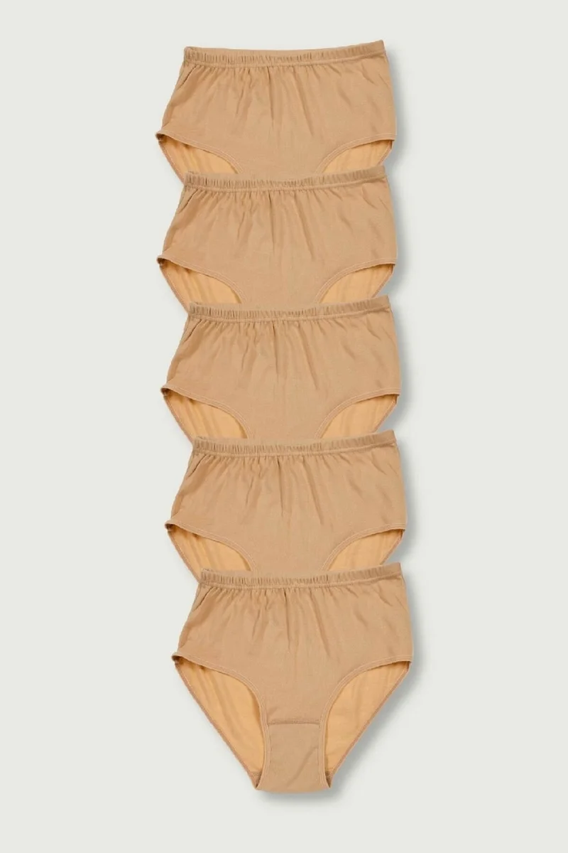 Tutku Passion 5-Pack Cotton High Waist Rib Women's Bato Panties