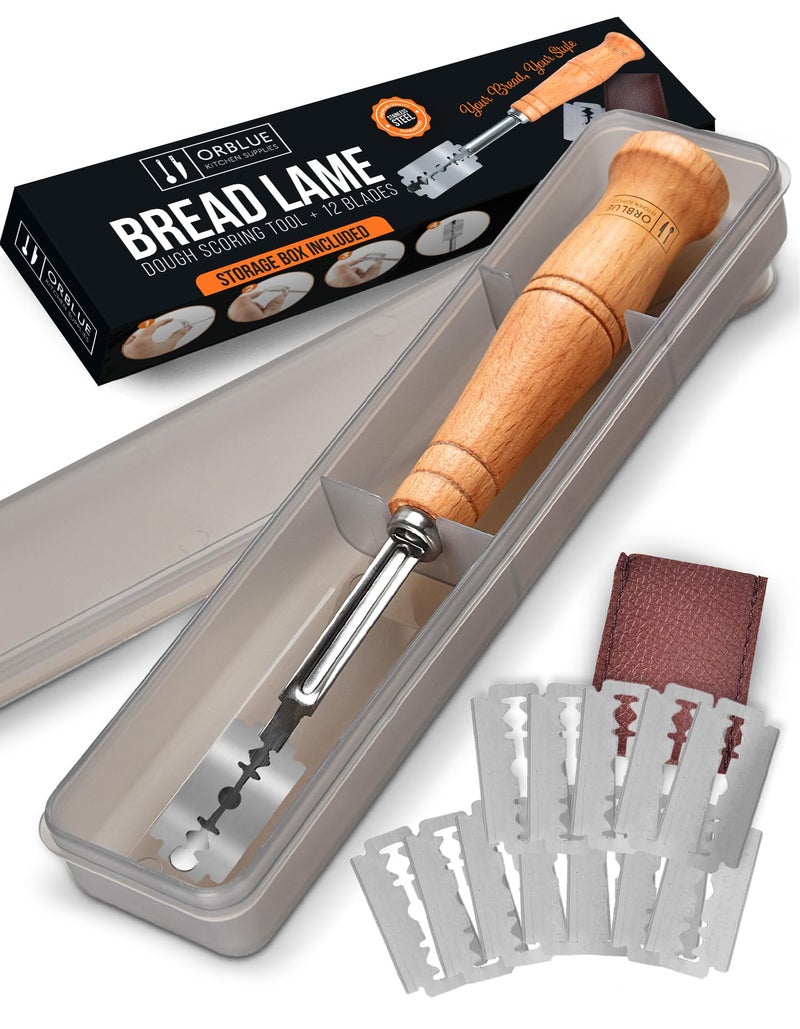 Orblue Bread Lame, Bread Scoring Knife, Bread Lame Dough Scoring Tool for Artisan Sourdough, Lame Bread Tool, Essential Baking Supplies with 12 Blades Included - Image 1