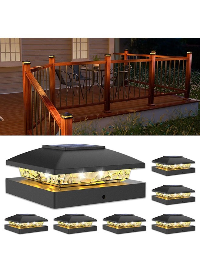 Arabest 4x4 Solar Cap Light 6pack, Outdoor Solar Fence - Post Lights for Wooden/Vinyl Posts, Black Deck Light Solar Powered, Warm White for Garden/Paatio/Porch - Image 1