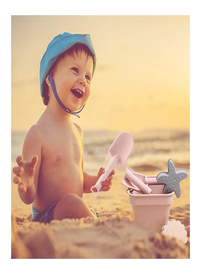 مجموعة ألعاب الشاطئ من السيليكون للأطفال، 6 قطع من إكسسوارات صندوق الرمل مع دلو قابل للطوي، مجرفة، وقوالب حيوانات - مثالية للعب في الهواء الطلق ووقت الاستحمام الممتع - Image 3