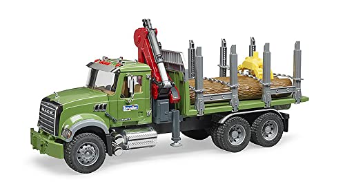 Bruder MACK Granite timber truck with loading crane and 3 trunks - Image 2