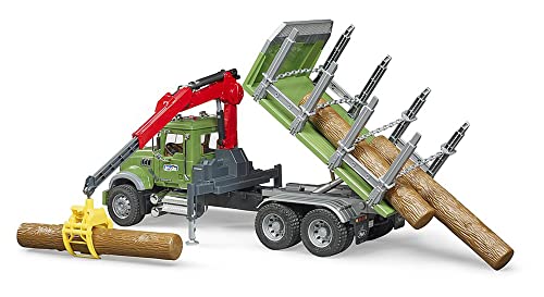 Bruder MACK Granite timber truck with loading crane and 3 trunks - Image 5