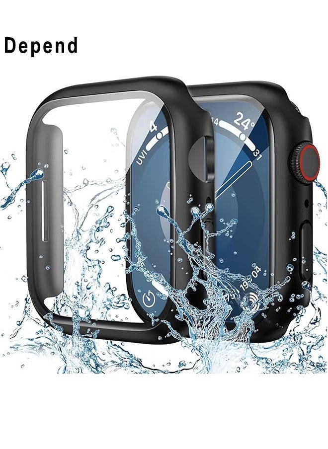 Depend Full Protective Waterproof Case For Apple Watch 45 MM Series 9 8 7 Hard PC Bumper With Screen Protector Face Cover And Accessories For iWatch 45 MM Black  - Image 1