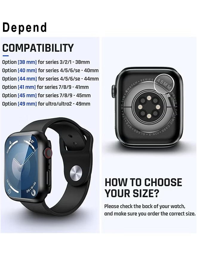 Depend Full Protective Waterproof Case For Apple Watch 45 MM Series 9 8 7 Hard PC Bumper With Screen Protector Face Cover And Accessories For iWatch 45 MM Black  - Image 2
