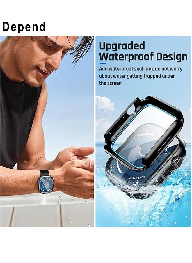 Depend Full Protective Waterproof Case For Apple Watch 45 MM Series 9 8 7 Hard PC Bumper With Screen Protector Face Cover And Accessories For iWatch 45 MM Black  - Image 3