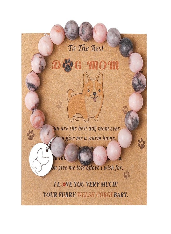 أساور بينغيونغ تشانغ بتصميم كلب للأم، أفضل هدايا لمحبي الكلاب من النساء، أساور من الأحجار الطبيعية من الابنة والابن، فكرة هدية رائعة لعيد الأم، عيد الميلاد، عيد الميلاد - أ