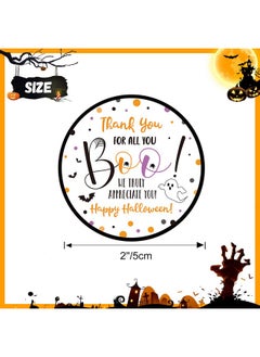 g2plus Halloween Stickers, 60Pcs Halloween Thank You Stickers, 2'' Round Happy Halloween Stickers, Halloween Thank You For All You Stickers, Boo Gift Stickers For Halloween Candy Bags, Envelope Seals  - Image 2
