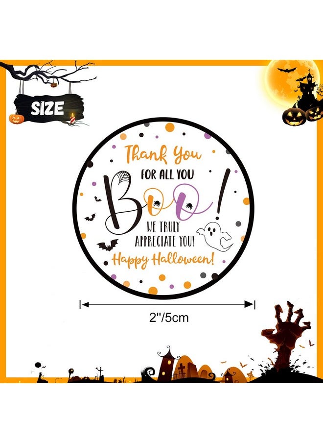 g2plus Halloween Stickers, 60Pcs Halloween Thank You Stickers, 2'' Round Happy Halloween Stickers, Halloween Thank You For All You Stickers, Boo Gift Stickers For Halloween Candy Bags, Envelope Seals  - Image 2