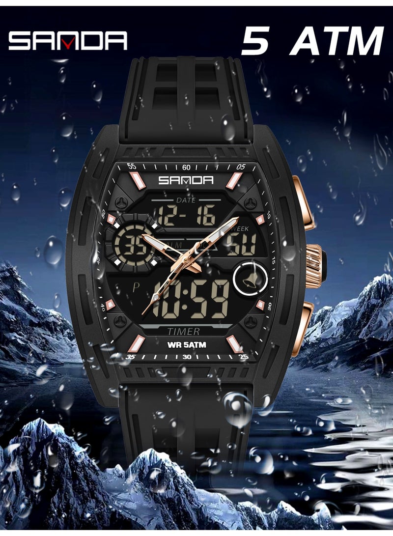 Sanda Men's Digital Watch Dual Display Calendar Luminous Alarm Clock Countdown Fashion Man Electronic Watches - Image 5