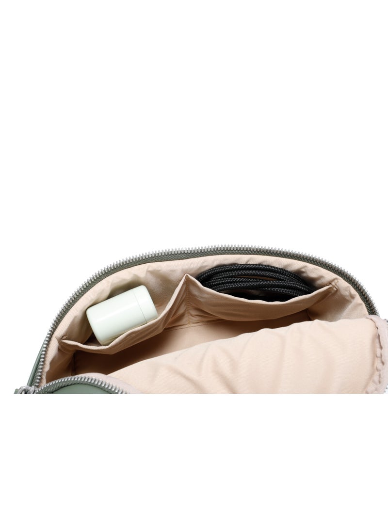 TOM CRUISER 9.4-Inch PU Sling Bag, Compact Crossbody & Chest Bag with Adjustable Strap, Back Zip Pocket, Metal Zipper & Organizer Storage, Khaki - Image 3