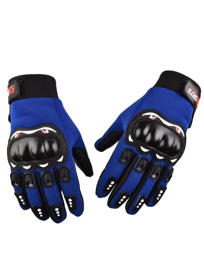 Probiker The Locomotive Points To Blue Motorcycle Gloves With Protective Shell To Protect Joints, Sports Breathable Non-slip Long-finger Touch Screen Riding Gloves - Image 1
