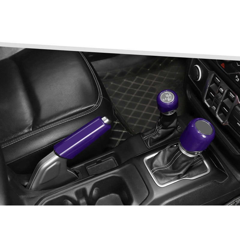 Jimen Fit for Jeep Wrangler JL JLU Gladiator JT 20182025 4WD and Gear Shifter Knob Trim Emergency Brake Handle Cover Purple - Image 2
