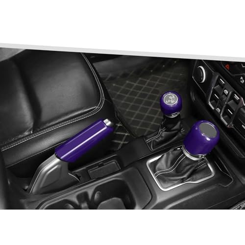 Jimen Fit for Jeep Wrangler JL JLU Gladiator JT 20182025 4WD and Gear Shifter Knob Trim Emergency Brake Handle Cover Purple - Image 1