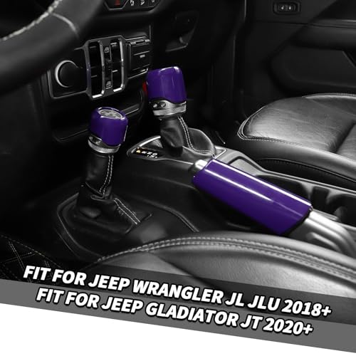Jimen Fit for Jeep Wrangler JL JLU Gladiator JT 20182025 4WD and Gear Shifter Knob Trim Emergency Brake Handle Cover Purple - Image 3