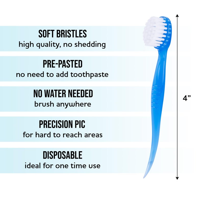 Lingito Soft Bristle Mini Individually Wrapped Disposable Toothbrush, Travel Set (36 Pack) - Image 2