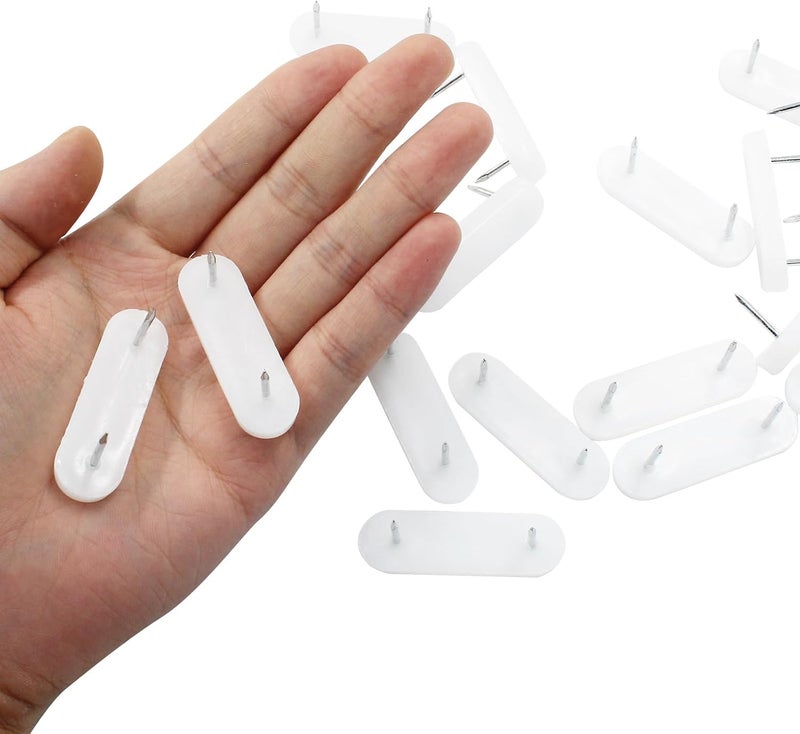 Unlorspy 20Pcs Plastic Head Double Pins Furniture Chair Leg Pins in White Bed Skirt Holding Pins for Bedskirts and Slipcovers (White) - Image 4
