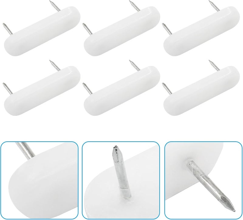 Unlorspy 20Pcs Plastic Head Double Pins Furniture Chair Leg Pins in White Bed Skirt Holding Pins for Bedskirts and Slipcovers (White) - Image 3