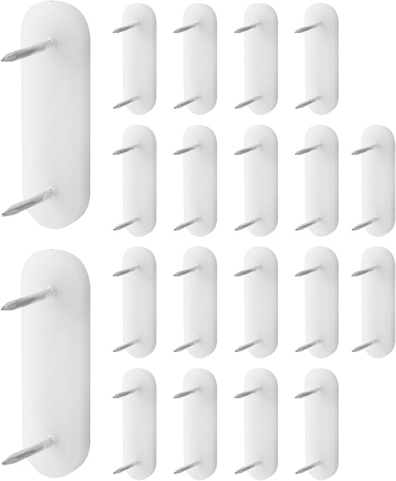 Unlorspy 20Pcs Plastic Head Double Pins Furniture Chair Leg Pins in White Bed Skirt Holding Pins for Bedskirts and Slipcovers (White) - Image 5