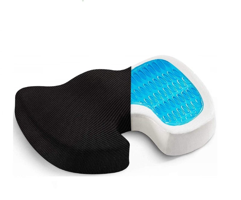 obliq Orthopaedic Coccyx Pillow Tailbone Seat Cushion with Cooling Gel High Density Memory Foam to Relieve Sciatica, Back Pain Relief for Chair, Wheel Chair, Car (Black) - Image 1