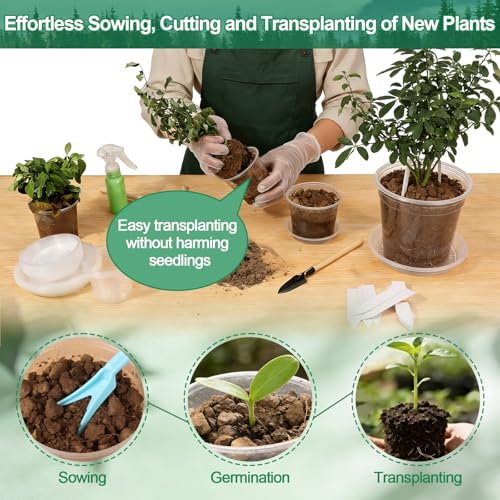 Modacraft 26 Pack Clear Plastic Nursery Pot for Plants with Saucers, 2 Garden Tools and 30 Labels, Variety Clear Nursery Planter with Drainage Holes for Indoor Outdoor (3.1/3.5/3.9/5.1/5.9/7.1 inch) - Image 5