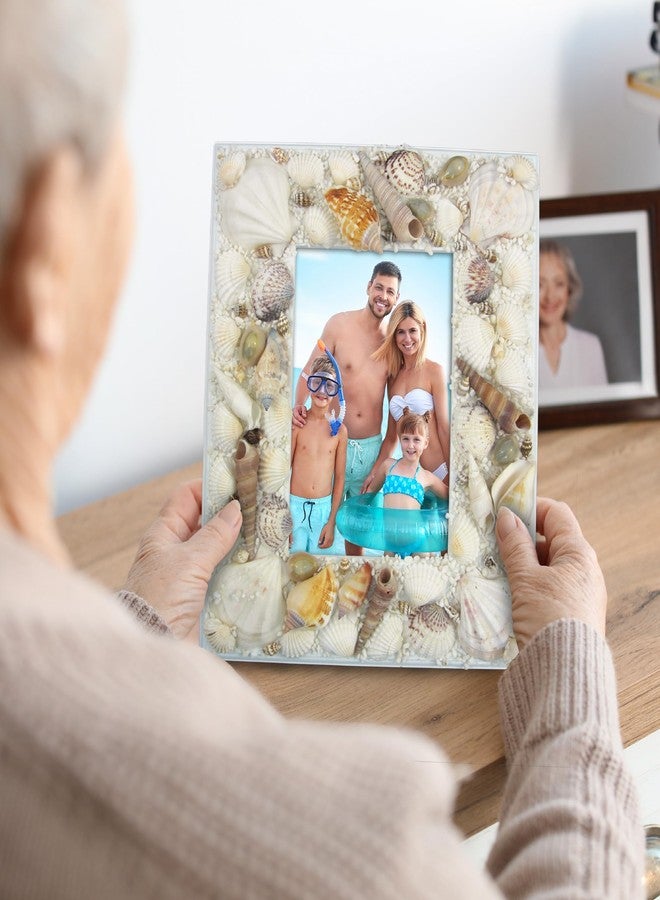 Puzzled CoTa Global Ocean Beach 4x6 Frame - Distressed Wood Seashell Photo Frame for Summer Vacation Memory, Handmade Beach Sand Nautical Picture Frame For Tabletop Decor - 9.4 Inches - Image 4