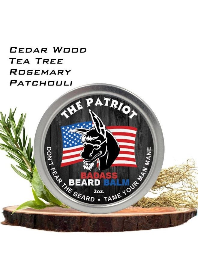 Badass Beard Care - Beard Balm The Patriot Scent 2 Ounce All Natural Ingredients Keeps Beard And Mustache Full Soft And Healthy Reduce Itchy And Flaky Skin Promote Healthy Growth - Image 1