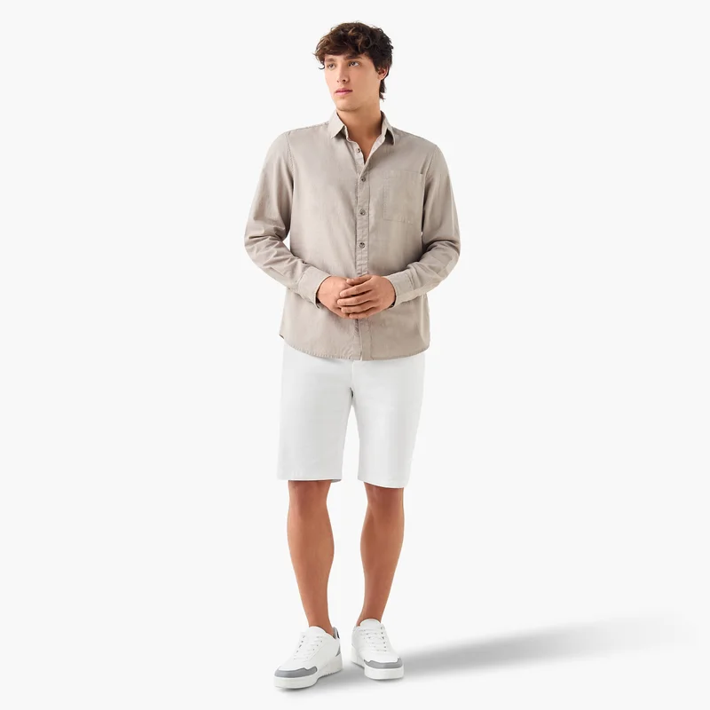 Lee Cooper Lee Cooper Regular Fit Linen Blend Shirt with Long Sleeves