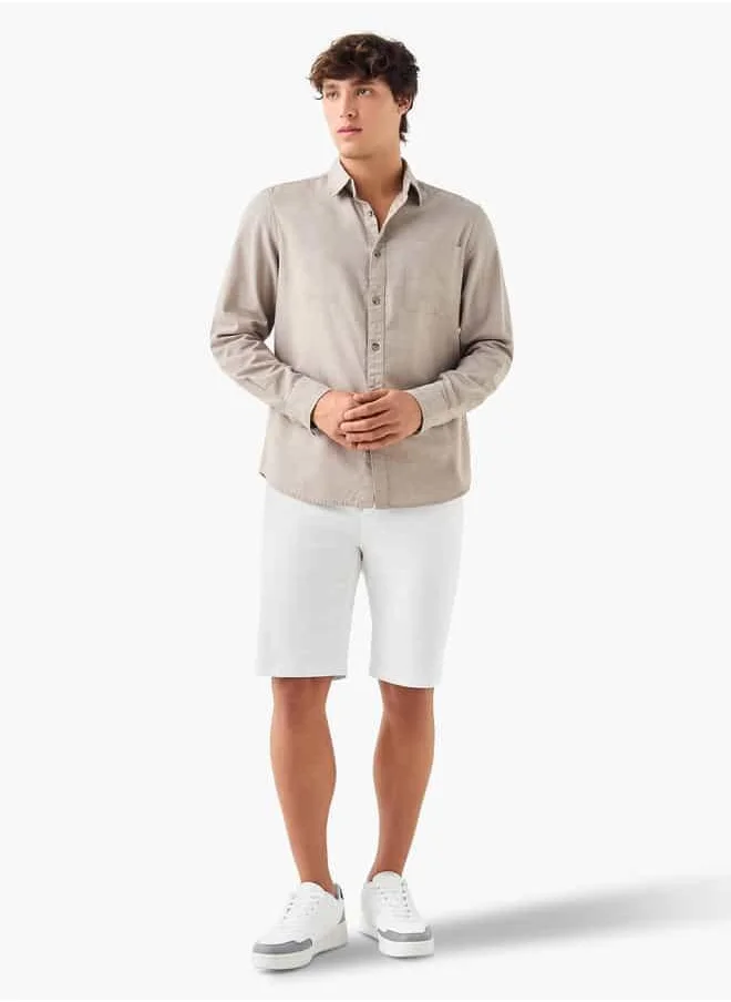 Lee Cooper Lee Cooper Regular Fit Linen Blend Shirt with Long Sleeves