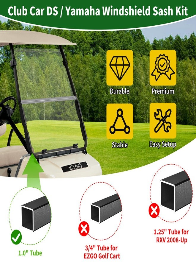 Cartalia Golf Cart Windshield Retaining Clips Kit for 1982-Up Club Car DS / 1985-2006 Yamaha G2 G8 G9 G14 G16 G19 G22, 7+2+2 Windscreen Mounting Sash Window Short Clips Universal Fit 1"x1" Struts Rail - Image 4