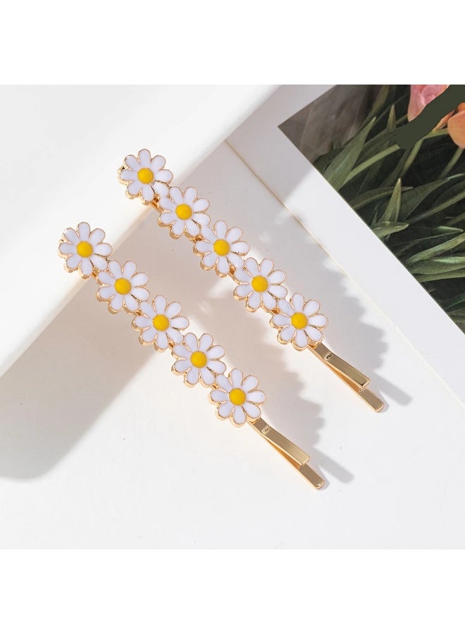Goolsky 2pcs Set of Small Daisy Alloy Flower Hairpins, Fashionable and Fresh Women's Hair Clip, Bangs Clip - Image 4