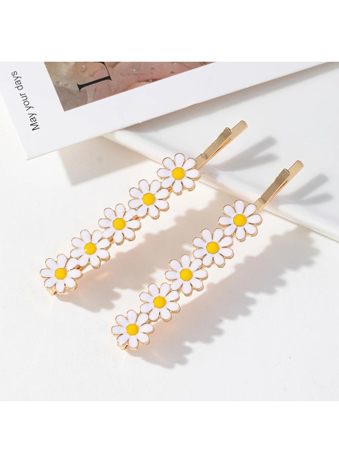 Goolsky 2pcs Set of Small Daisy Alloy Flower Hairpins, Fashionable and Fresh Women's Hair Clip, Bangs Clip - Image 5
