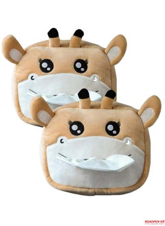 RoadPower Car Tissue Box Cute Cartoon Soft Plush Napkin Tissue Paper Holder Portable Paper Package Case Car Seat Tissue Box Car Styling Accessories 2 Pack  - Image 1