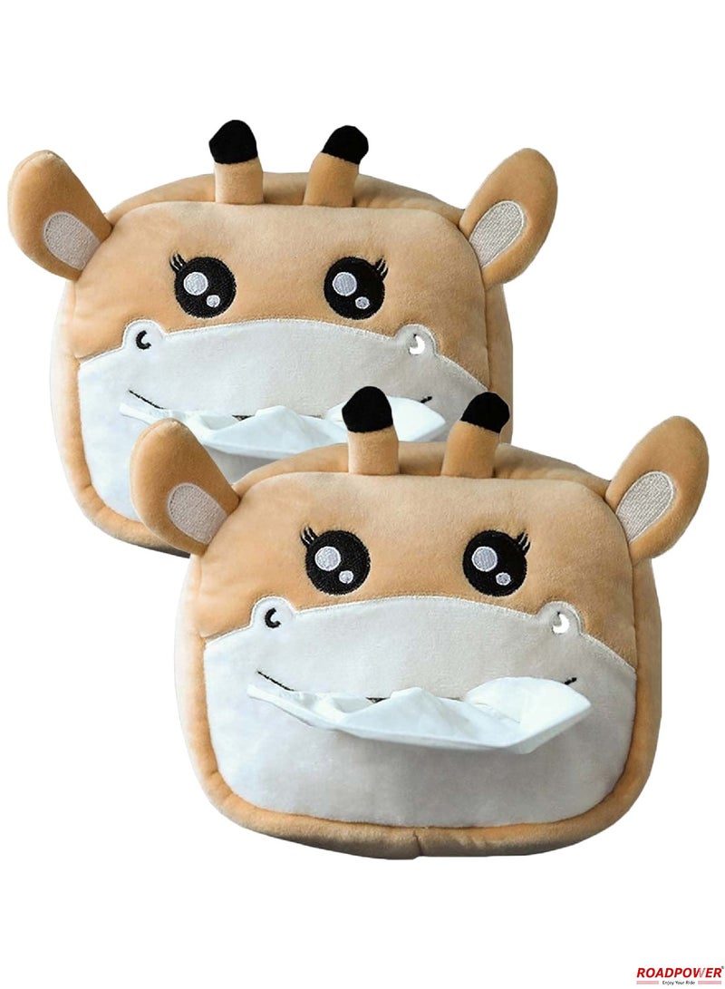 RoadPower Car Tissue Box Cute Cartoon Soft Plush Napkin Tissue Paper Holder Portable Paper Package Case Car Seat Tissue Box Car Styling Accessories 2 Pack  - Image 1