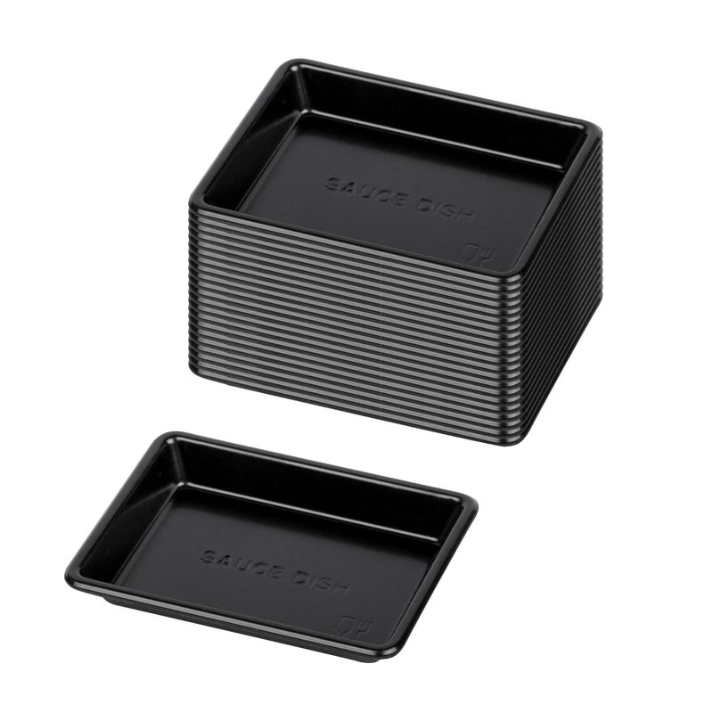 RestaurantwareBento Tek 1 Ounce Sauce Dipping Dishes 100 Disposable Soy Sauce Plates  Rectangle Stylish Black Plastic Condiment Serving Trays For Serving Dips Vinegar Wasabi And More