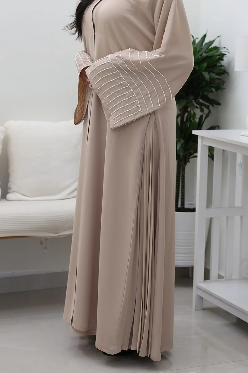 NUKHBAA Beige Flowing Abaya-765