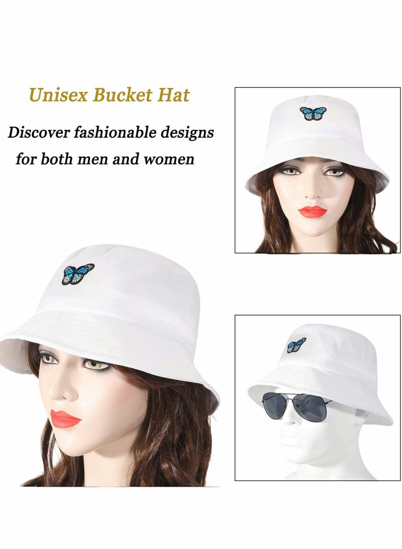 Zikra Unisex Butterfly Embroidered Bucket Hat, Reversible Packable Sun Hat, Summer Fisherman Cap for Men and Women, Stylish and Versatile Outdoor Accessory. - Image 2