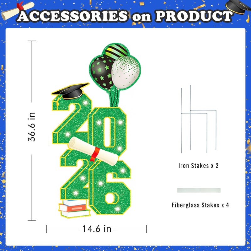 sewrung 3.5FT Large Class 2026 Graduation Yard Sign Yard Decorations Congrats Graduation Lawn Signs 2026 Grad Yard Signs with Stakes for Outdoor Indoor Congrats Graduation Party Decoration Supplies - Image 2