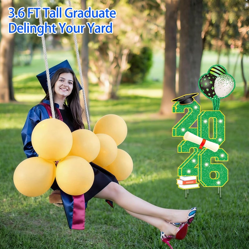 sewrung 3.5FT Large Class 2026 Graduation Yard Sign Yard Decorations Congrats Graduation Lawn Signs 2026 Grad Yard Signs with Stakes for Outdoor Indoor Congrats Graduation Party Decoration Supplies - Image 3