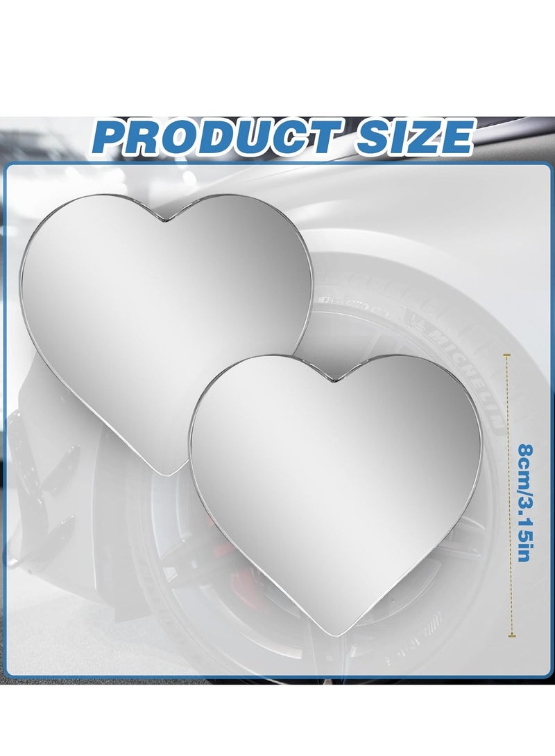 2PCS Car Heart-Shaped Blind Spot Mirror Car Side Mirror Blind Spot Adjustment Angle Movable Wide-Angle Convex Rearview Mirror Enhanced Safety Universal Adapter Rod, Car Suv Car Accessories - Image 2