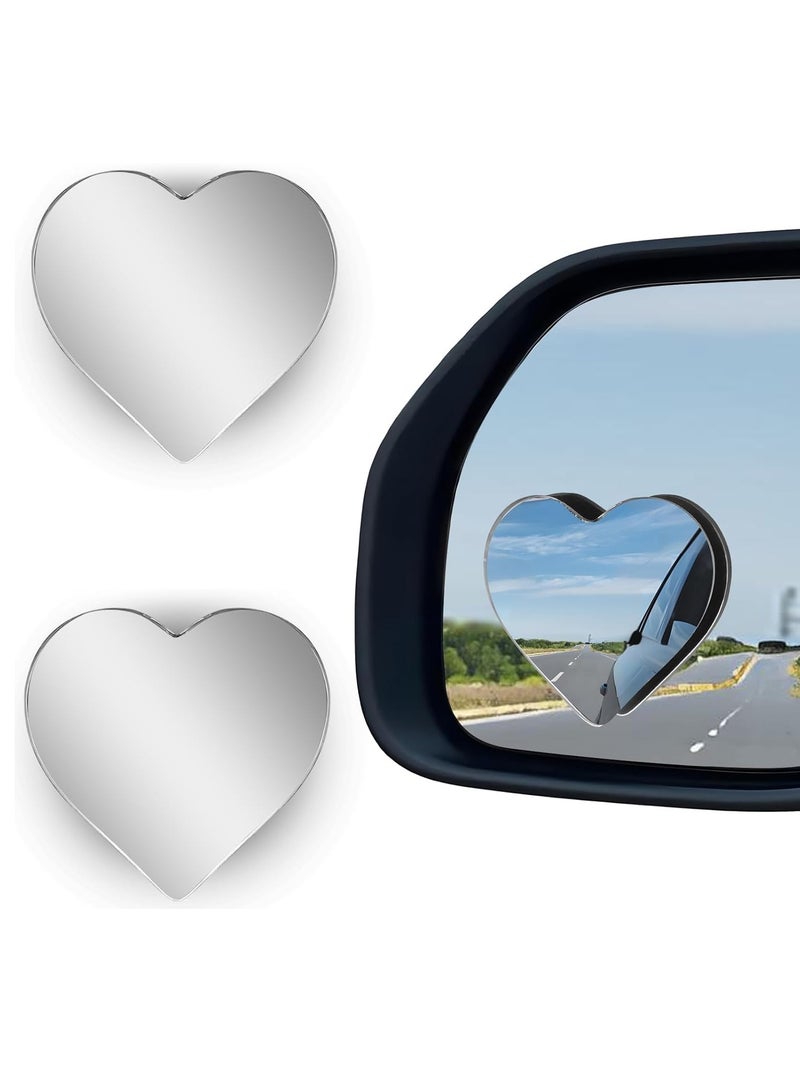 2PCS Car Heart-Shaped Blind Spot Mirror Car Side Mirror Blind Spot Adjustment Angle Movable Wide-Angle Convex Rearview Mirror Enhanced Safety Universal Adapter Rod, Car Suv Car Accessories - Image 1
