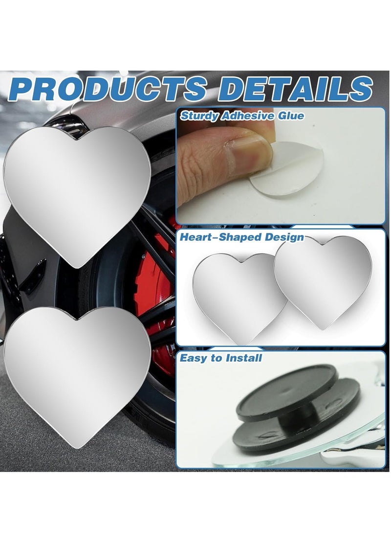2PCS Car Heart-Shaped Blind Spot Mirror Car Side Mirror Blind Spot Adjustment Angle Movable Wide-Angle Convex Rearview Mirror Enhanced Safety Universal Adapter Rod, Car Suv Car Accessories - Image 5