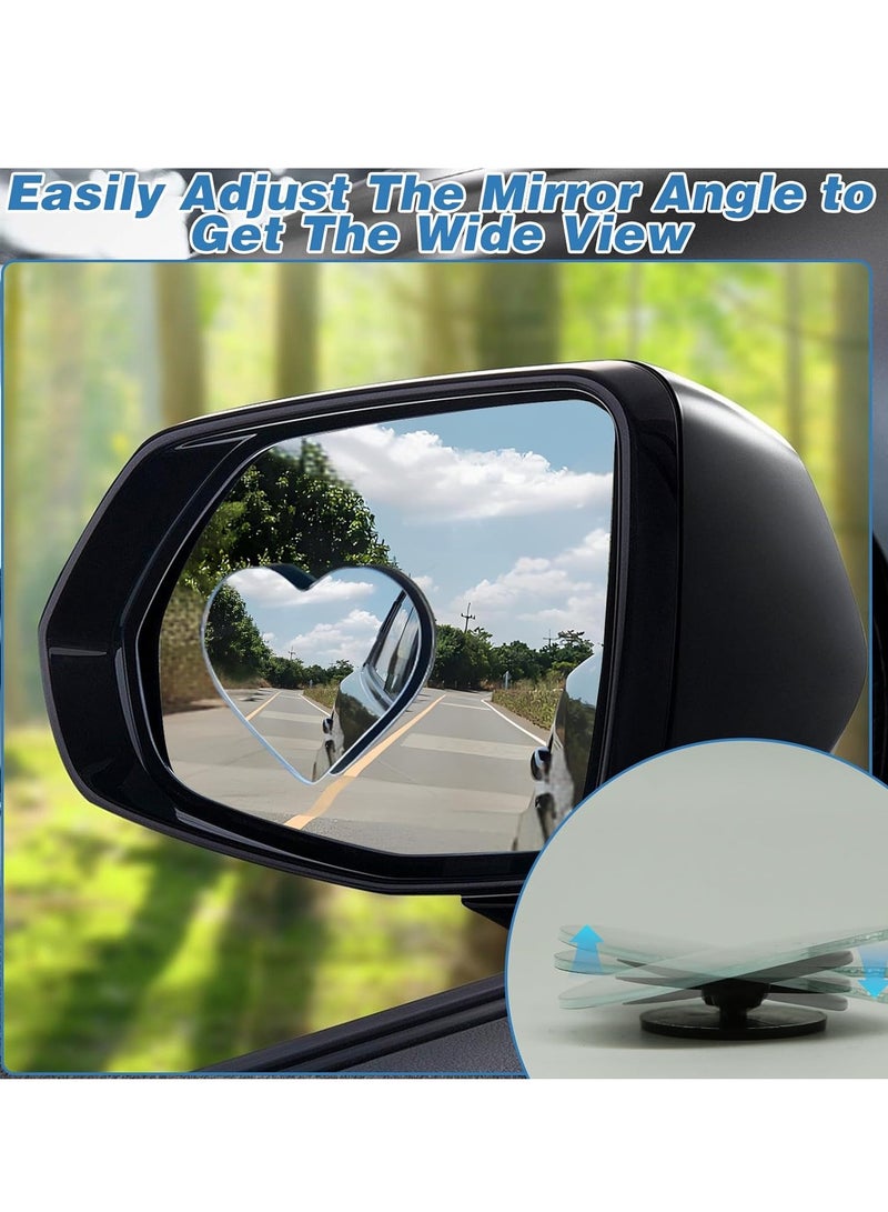 2PCS Car Heart-Shaped Blind Spot Mirror Car Side Mirror Blind Spot Adjustment Angle Movable Wide-Angle Convex Rearview Mirror Enhanced Safety Universal Adapter Rod, Car Suv Car Accessories - Image 3