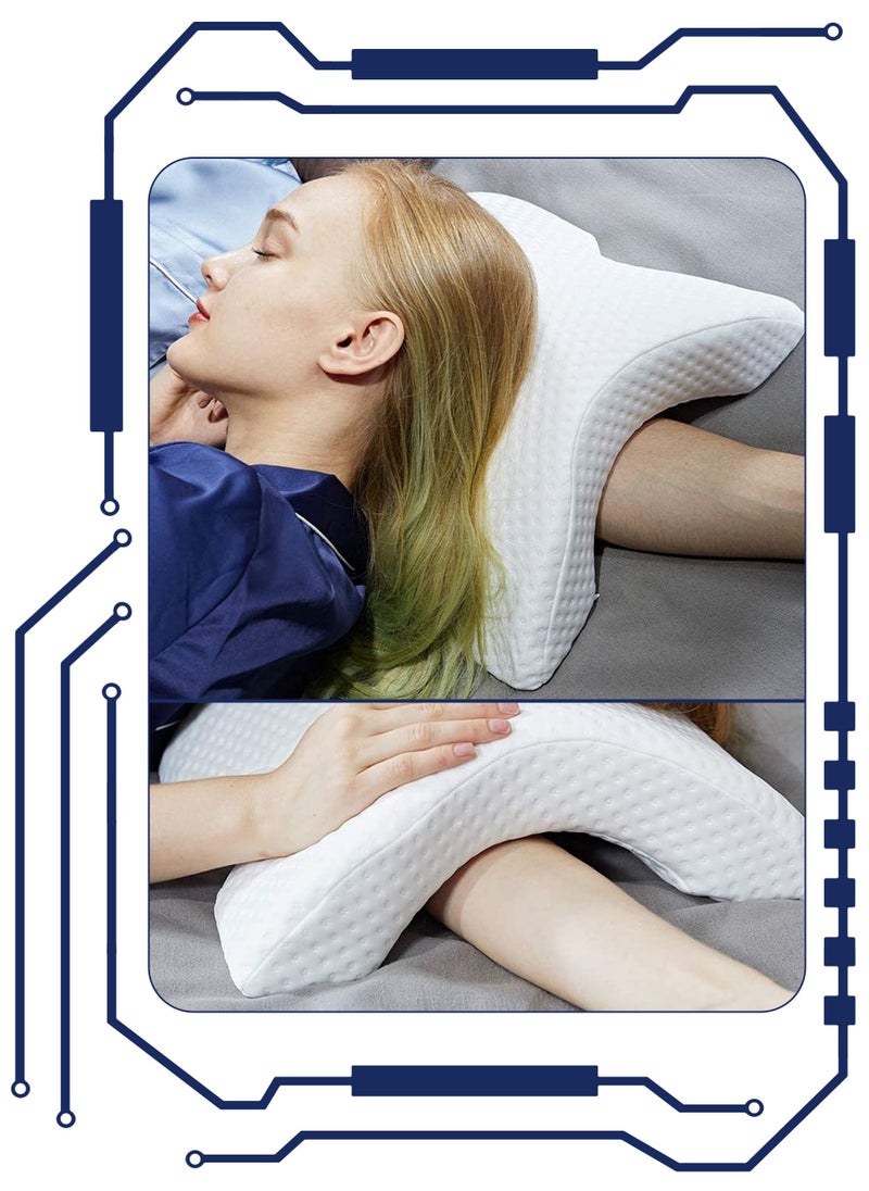 Toshonics - Multi function Cuddle U Shape Memory Foam With Arm Hole Anti Hand Numb Desk Nap Sleeping Health Neck Soft Breathable Couple Pillow - Image 1