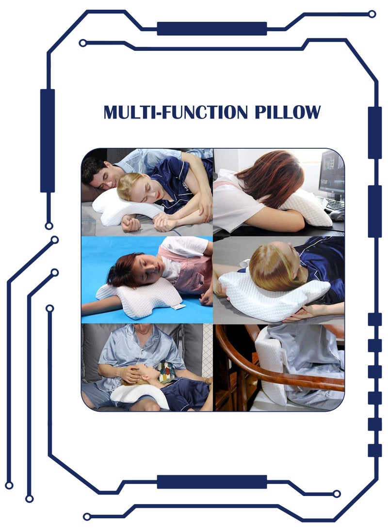 Toshonics - Multi function Cuddle U Shape Memory Foam With Arm Hole Anti Hand Numb Desk Nap Sleeping Health Neck Soft Breathable Couple Pillow - Image 1