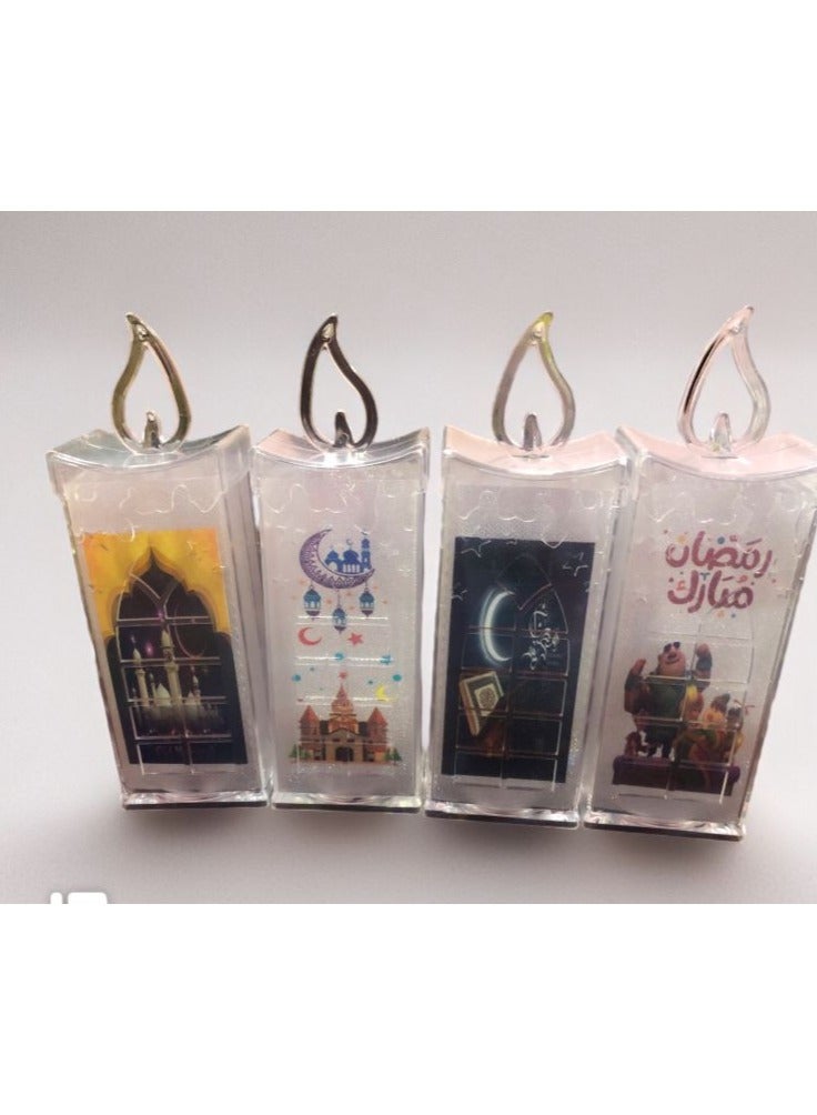شموع عيد مبارك بدون لهب، زينة رمضان، شمعة LED ضوء ا مصابيح للطاولة والحرف اليدوية وديكور سطح المكتب والعطلات والمنزل والحفلات ورمضان والعيد عدد 2 - Image 1