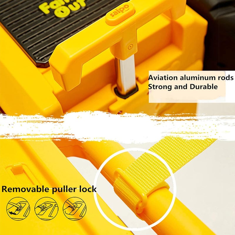 PUQU Store Monster Truck Design Kids Travel Suitcase Toddler Luggage With Wheels (Yellow) - Image 5
