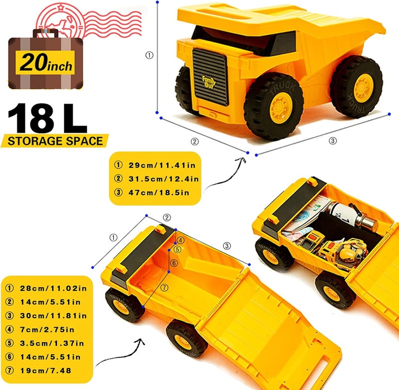 PUQU Store Monster Truck Design Kids Travel Suitcase Toddler Luggage With Wheels (Yellow) - Image 3